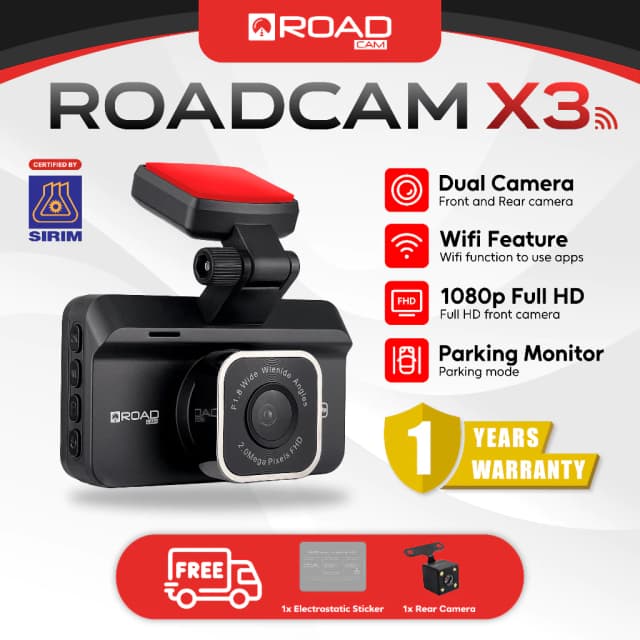 [WIFI VERSION] ROADCAM WIFI X3 Budget Dash Cam Dual Channel Recording 1080P Full HD